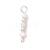 Natural Cultured Freshwater Pearl Potato with Round Electroplate Synthetic Non-magnetic Hematite Beaded Connector Charms PALLOY-JF04854-01-3