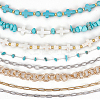 8Pcs 8 Styles Synthetic Turquoise Cross & Natural Trochid Shell & Natural Turquoise & Aluminum & 304 Stainless Steel Baseball Cap Chain HJEW-SC0002-39-7