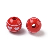 Valentine's Day Spray Painted & Printed Wood European Beads WOOD-L023-03C-2