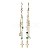 Cross 304 Stainless Steel Dangle Earrings EJEW-JE06779-4
