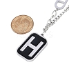 304 Stainless Steel Black Enamel H Rectangle Pendant Twisted Chain Necklaces for Women NJEW-M078-01P-4