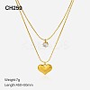 304 Stainless Steel & Clear Cubic Zirconia Double Layer Necklaces FS-WG7985A-10-1