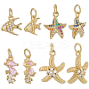 12Pcs 4 Style Brass Micro Pave Cubic Zirconia Pendants KK-BBC0019-51-1