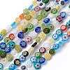 Flat Round Handmade Millefiori Glass Beads LK-R004-54-1