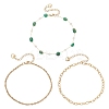 Dyed Natural Agate Nuggets & 304 Stainless Steel Link Chain 3 Layer Anklets for Women AJEW-AN00743-01-5