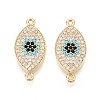 Brass Micro Pave Colorful Cubic Zirconia Connector Charms KK-N284-02G-1