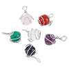 6Pcs 6 Style Natural Gemstone Pendants G-DC0001-17-1