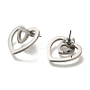 304 Stainless Steel Heart Stud Earrings EJEW-C118-03C-2