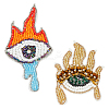 2Pcs 2 Style Fire & Eye & Teardrop Plastic & Rhinestone Beading Appliques DIY-FH0001-07-1
