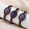 Adjustable Oval Natural Amethyst Braided Bead Bracelets BJEW-H626-02-15-1