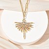 304 Stainless Steel Micro Pave Clear Cubic Zirconia Pendant Necklaces for Women NJEW-Z103-01G-06-3