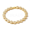 Rack Plating Brass Pave Cubic Zirconia Flower Link Chain Bracelets for Women BJEW-A018-03G-03-1