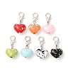Spray Painted Opaque Acrylic Heart Pendant Decorations HJEW-JM04215-02-S-1