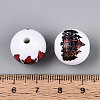 Christmas Printed Opaque Acrylic Round Beads OACR-T029-08A-4