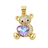 Rack Plating Brass Micro Pave Cubic Zirconia Pendants KK-Z074-66G-1