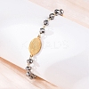 201 Stainless Steel & Electroplated Glass  Miraculous Medal Virgin Cross Charm Bracelets BJEW-B078-163G-5