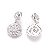 Brass Micro Pave Cubic Zirconia European Dangle Charms ZIRC-E163-19P-1