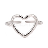 Non-Tarnish 304 Stainless Steel Open Heart Cuff Ring for Women RJEW-C025-23P-3