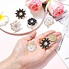 8Pcs 4 Styles Carnation & Daisy Golden Alloy Enamel Scarf Buckle Ring AJEW-CJ0001-33-4