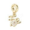 Brass Micro Pave Clear Cubic Zirconia European Dangle Charms LS-KK-B159-06G-1
