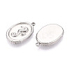 304 Stainless Steel Oval with Sea House Pendants STAS-T069-47P-2