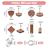20 Pairs 4 Style Flat Round & Rhombus & Triangle & Rectangle Wood Stud Earring Findings DIY-DC0002-86-2