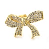 Brass Micro Pave Cubic Zirconia Cuff Rings RJEW-P102-02G-2