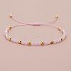 Glass & Brass Round Beads Braided Bead Bracelets LS-RD6595-4-1