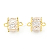 Brass Clear Glass Connector Charms KK-P228-76G-2