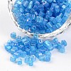 6/0 Cube Transparent Colours Rainbow Plated Round Hole Glass Seed Beads SEED-I003-F163-1