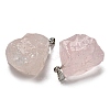 Raw Rough Natural Rose Quartz Pendants G-M405-02P-01-2