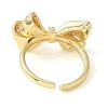 Bowknot Brass Micro Pave Clear Cubic Zirconia Open Cuff Rings for Women LS-RJEW-C098-19G-3