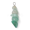 Gradient Color Natural Green Aventurine & Natural Prehnite & Natural Malachite Chip Beaded Pendants PALLOY-JF02791-05-3