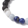 Natural Lava Rock & Rainbow Moonstone & Selenite & Lapis Lazuli Beaded Stretch Bracelets for Women BJEW-JB13083-3