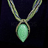 Bohemian Style Teardrop Zinc Alloy & Resin & Glass Seed Beaded Pendant Necklaces FS-WGFDF3E-05-1