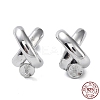 Rhodium Plated 925 Sterling Silver Stud Earring Findings STER-G036-08P-1