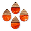 Transparent Resin & Walnut Wood Pendants RESI-N039-25G-1