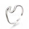 Non-Tarnish 304 Stainless Steel Sea Wave Cuff Rings X-RJEW-N038-115P-1