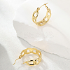 Simple 201 Stainless Steel Cuban Link Hoop Earrings WG5268-2