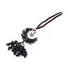 Natural Black Agate Moon with Chips Tassel Pendant Decorations G-L524-07R-B01-2