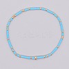 Minimalist Glass Seed Beads & Brass Beads Stretch Bracelets for Women BC0195-14-1