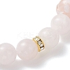 Natural Madagascar Rose Quartz & Lampwork Beads Stretch Bracelets for Women BJEW-JB13317-02-4