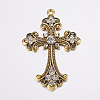 Alloy Rhinestone Cross Big Pendants LS-ALRI-1475-AG-RS-2