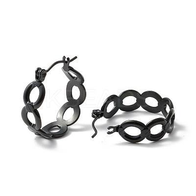 304 Stainless Steel Oval Link Chunky Hoop Earrings for Women Ion Plating(IP) EJEW-P197-06EB-1