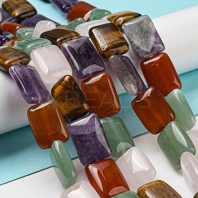 Natural Amethyst & Rose Quartz & Red Agate & Green Aventurine & Tiger Eye Beads Strands G-T121-24-1