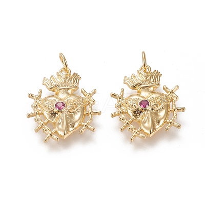 Brass Micro Pave Cubic Zirconia Pendants ZIRC-L091-064G-1