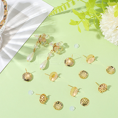 Brass Studs Earring Findings KK-BBC0019-01G-01-1