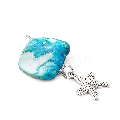 5Pcs 5 Styles Natural Freshwater Shell Dyed Nuggets Pendants PALLOY-JF04157-1
