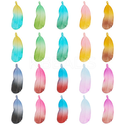 20Pcs 10 Colors Two Tone Frosted Acrylic Pendants FACR-TA0001-07-1