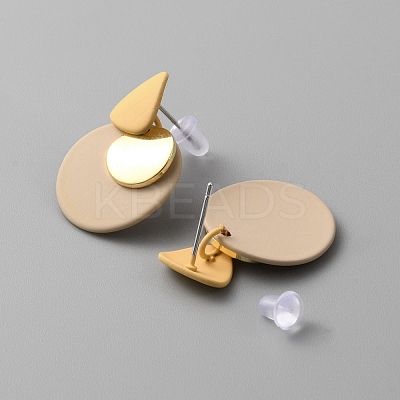 Double Flat Round Alloy Dangle Stud Earrings with 925 Sterling Silver Pins for Women EJEW-WH0011-36A-1